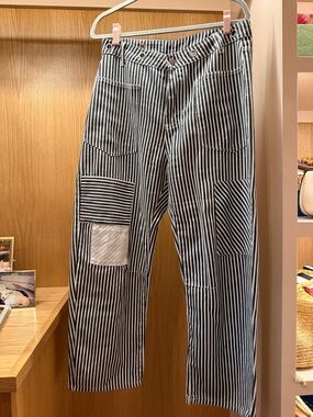 Striped Patchwork Pants - Black & White